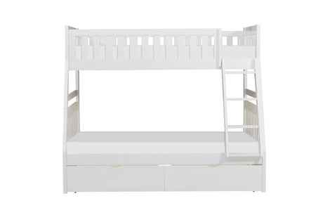 Galen White Twin/Full Bunk Bed with Storage Boxes by Homelegance at Eve Furniture