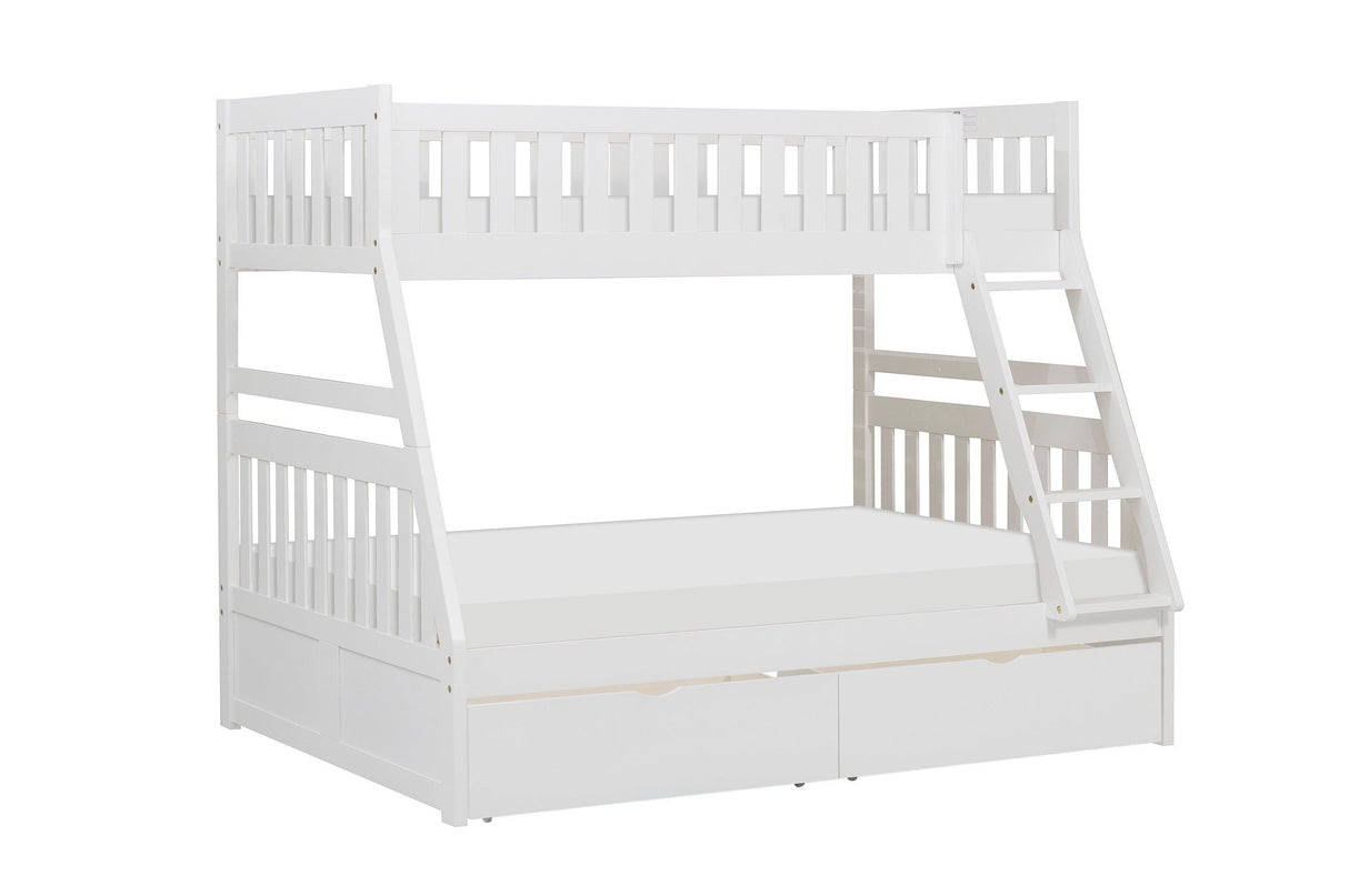 Galen White Twin/Full Bunk Bed with Storage Boxes by Homelegance at Eve Furniture