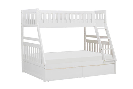Galen White Twin/Full Bunk Bed with Storage Boxes by Homelegance at Eve Furniture