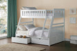 Galen White Twin/Full Bunk Bed with Storage Boxes by Homelegance at Eve Furniture
