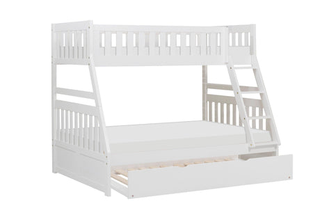 Galen White Twin/Full Bunk Bed with Twin Trundle by Homelegance at Eve Furniture
