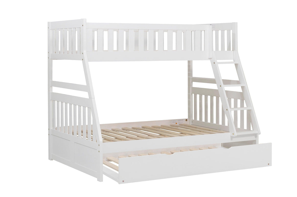 Galen White Twin/Full Bunk Bed with Twin Trundle by Homelegance at Eve Furniture