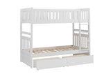 Galen White Twin/Twin Bunk Bed with Storage Boxes by Homelegance at Eve Furniture