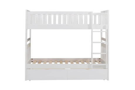Galen White Twin/Twin Bunk Bed with Storage Boxes by Homelegance at Eve Furniture