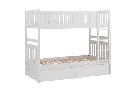 Galen White Twin/Twin Bunk Bed with Storage Boxes by Homelegance at Eve Furniture