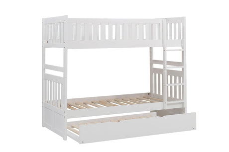 Galen White Twin/Twin Bunk Bed with Twin Trundle by Homelegance at Eve Furniture