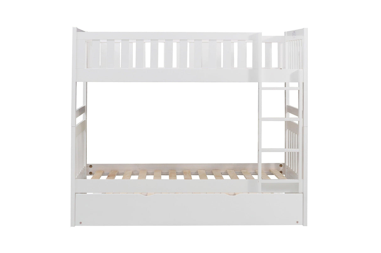 Galen White Twin/Twin Bunk Bed with Twin Trundle by Homelegance at Eve Furniture