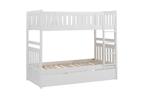 Galen White Twin/Twin Bunk Bed with Twin Trundle by Homelegance at Eve Furniture