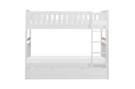 Galen White Twin/Twin Bunk Bed with Twin Trundle by Homelegance at Eve Furniture