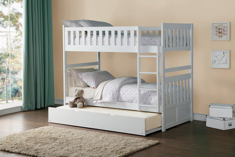 Galen White Twin/Twin Bunk Bed with Twin Trundle by Homelegance at Eve Furniture