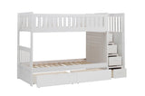 Galen White Twin/Twin Step Bunk Bed with Storage Boxes by Homelegance at Eve Furniture