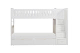 Galen White Twin/Twin Step Bunk Bed with Storage Boxes by Homelegance at Eve Furniture