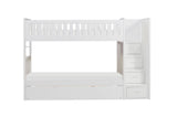 Galen White Twin/Twin Step Bunk Bed with Twin Trundle by Homelegance at Eve Furniture