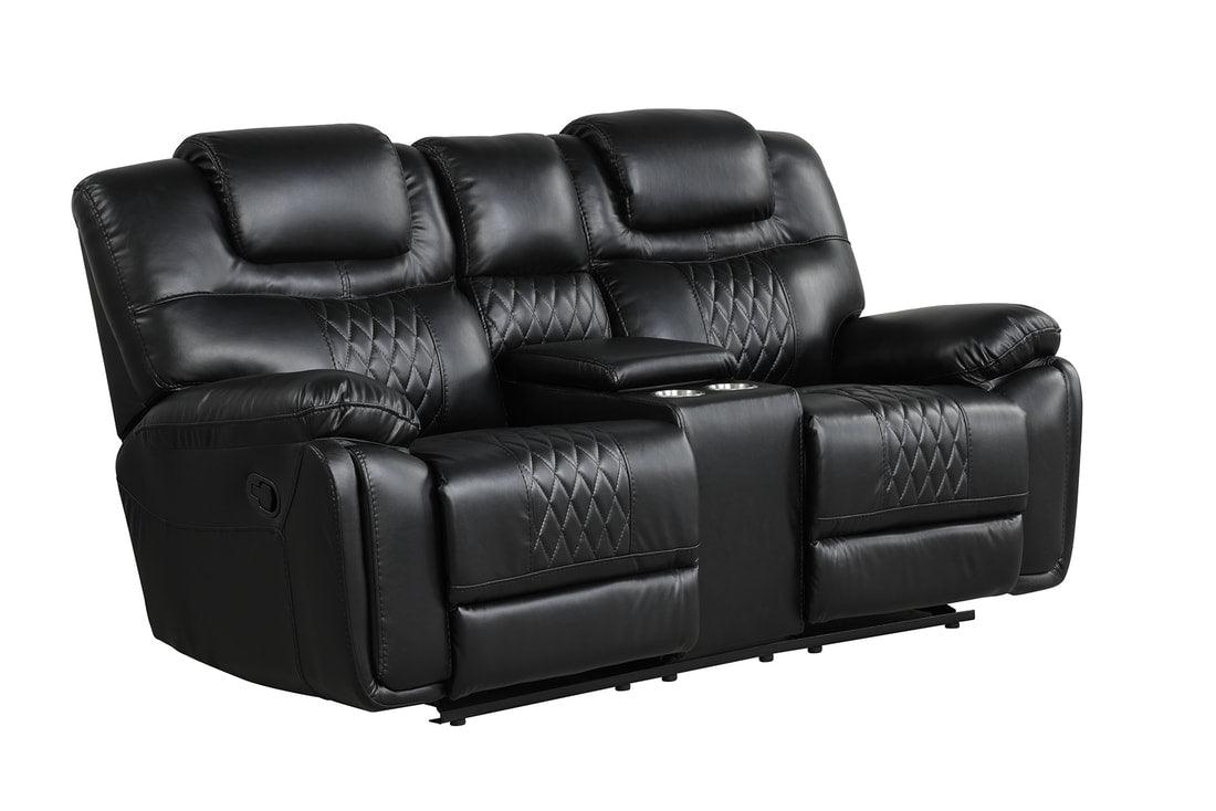 Galveston Black Leather Gel Reclining Living Room Set by Happy Homes at Eve Furniture