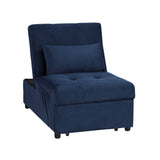 Garrell Blue Velvet Lift Top Storage Bench with Pull-out Bed by Homelegance at Eve Furniture