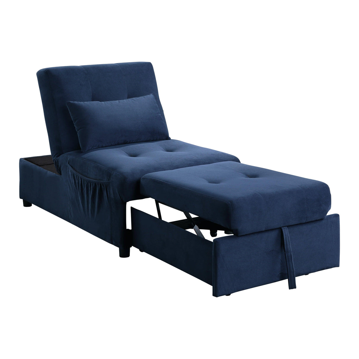 Garrell Blue Velvet Lift Top Storage Bench with Pull-out Bed by Homelegance at Eve Furniture