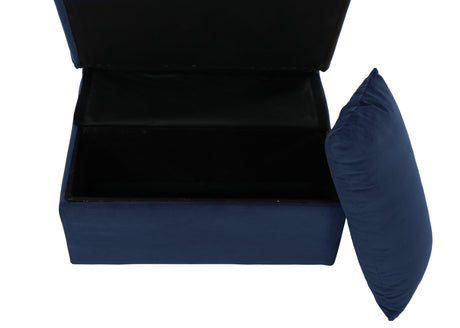 Garrell Blue Velvet Lift Top Storage Bench with Pull-out Bed by Homelegance at Eve Furniture