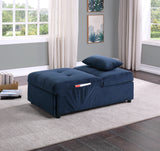 Garrell Blue Velvet Lift Top Storage Bench with Pull-out Bed by Homelegance at Eve Furniture