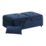 Garrell Blue Velvet Lift Top Storage Bench with Pull-out Bed by Homelegance at Eve Furniture