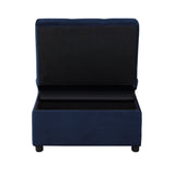 Garrell Blue Velvet Lift Top Storage Bench with Pull-out Bed by Homelegance at Eve Furniture