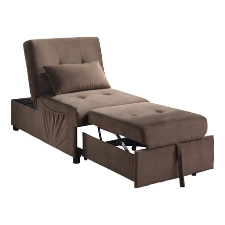 Garrell Brown Velvet Lift Top Storage Bench with Pull-out Bed by Homelegance at Eve Furniture