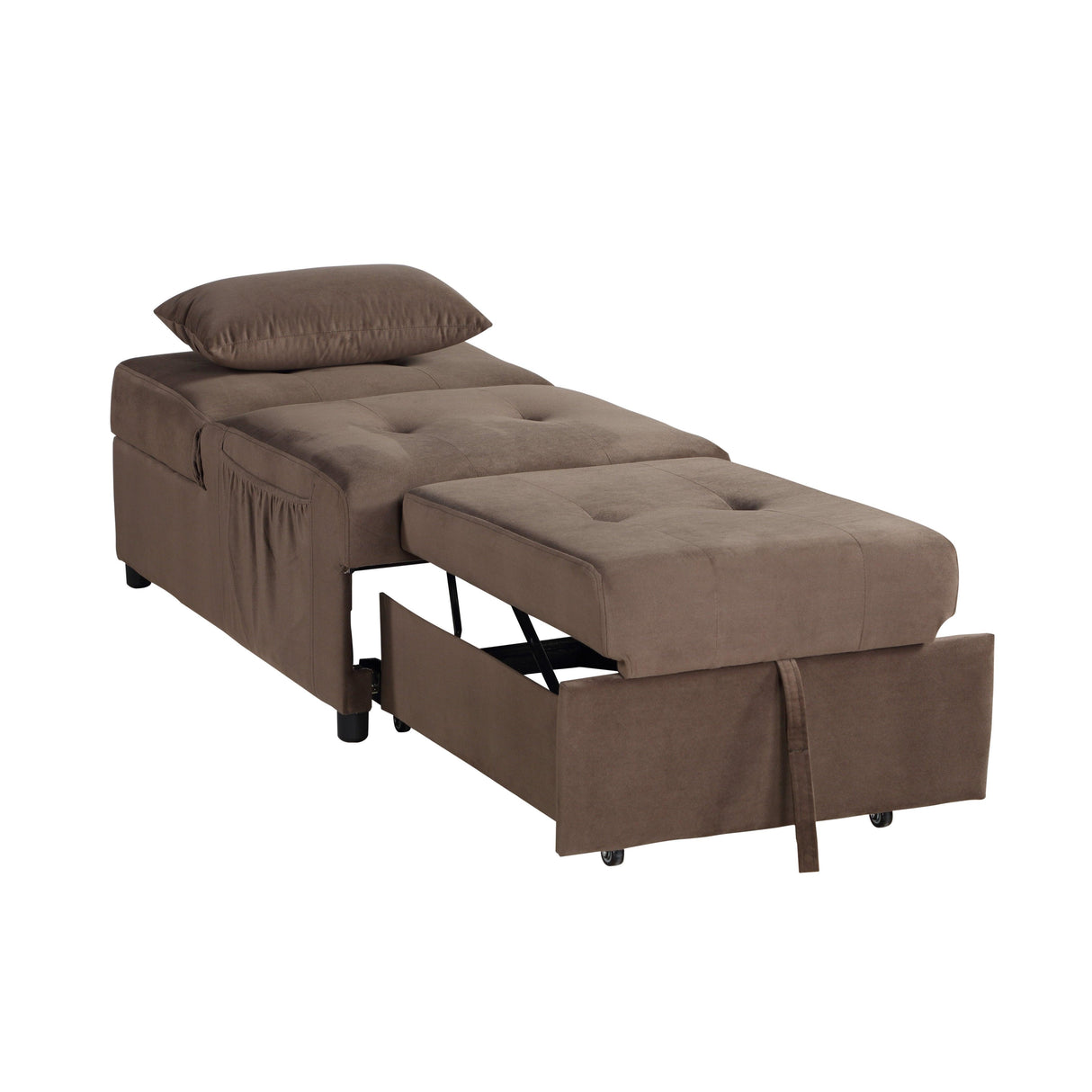 Garrell Brown Velvet Lift Top Storage Bench with Pull-out Bed by Homelegance at Eve Furniture