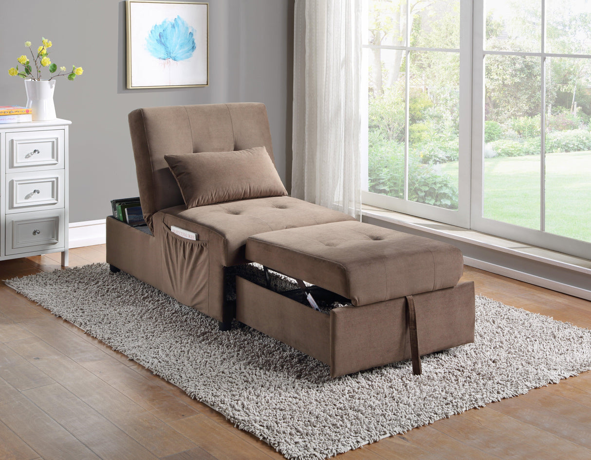 Garrell Brown Velvet Lift Top Storage Bench with Pull-out Bed by Homelegance at Eve Furniture