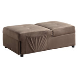 Garrell Brown Velvet Lift Top Storage Bench with Pull-out Bed by Homelegance at Eve Furniture
