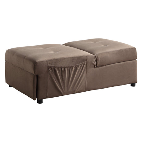 Garrell Brown Velvet Lift Top Storage Bench with Pull-out Bed by Homelegance at Eve Furniture