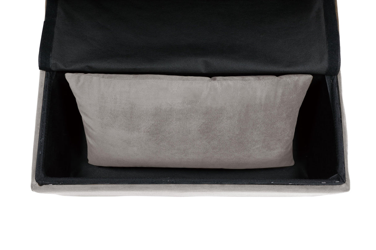 Garrell Brownish Gray Velvet Lift Top Storage Bench with Pull-out Bed by Homelegance at Eve Furniture