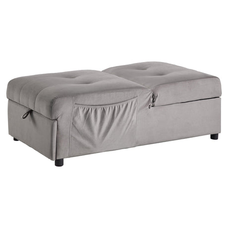 Garrell Brownish Gray Velvet Lift Top Storage Bench with Pull-out Bed by Homelegance at Eve Furniture