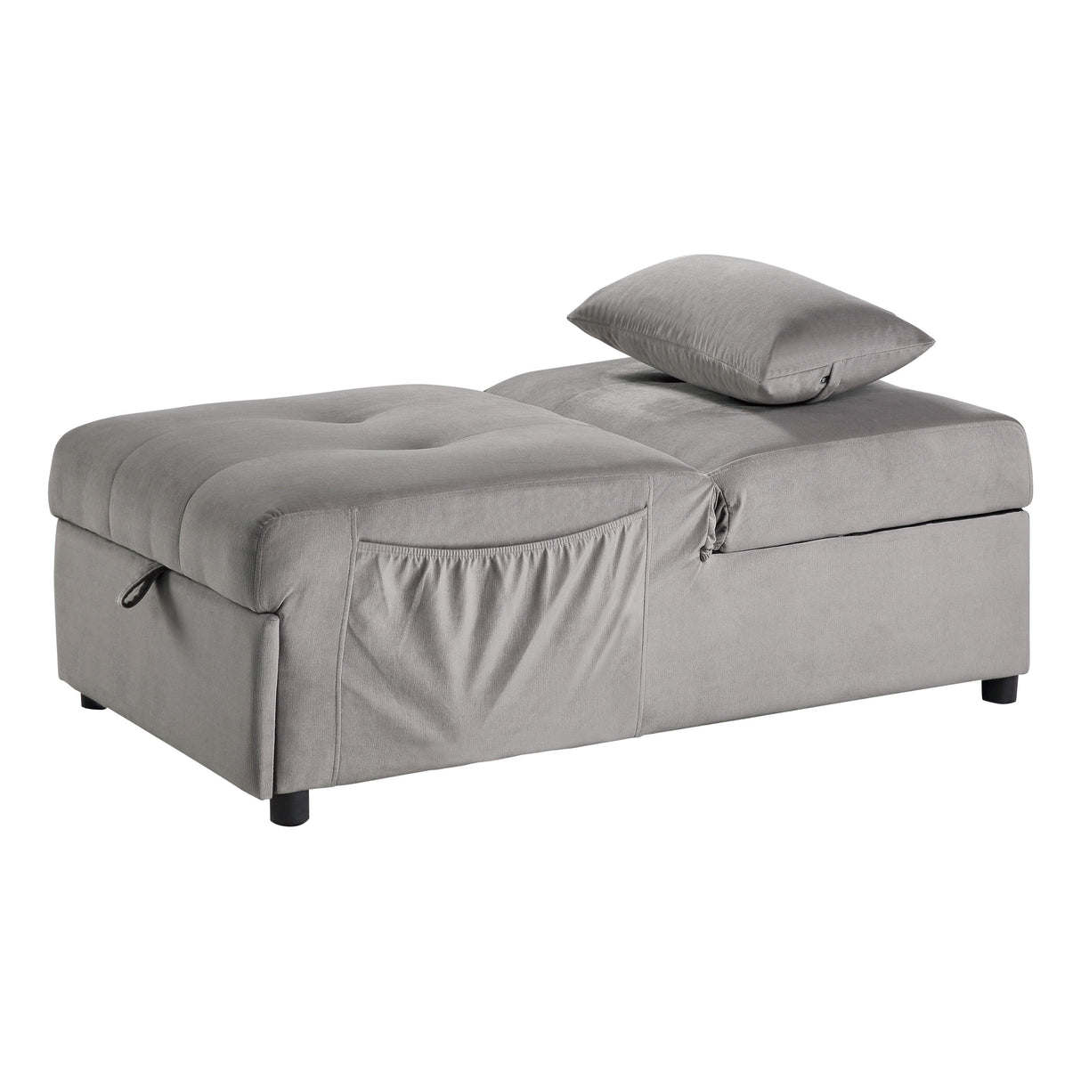 Garrell Brownish Gray Velvet Lift Top Storage Bench with Pull-out Bed by Homelegance at Eve Furniture