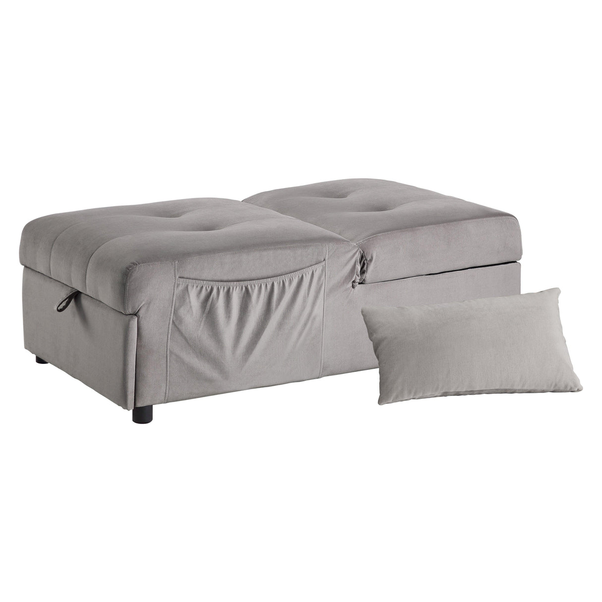 Garrell Brownish Gray Velvet Lift Top Storage Bench with Pull-out Bed by Homelegance at Eve Furniture