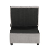 Garrell Brownish Gray Velvet Lift Top Storage Bench with Pull-out Bed by Homelegance at Eve Furniture