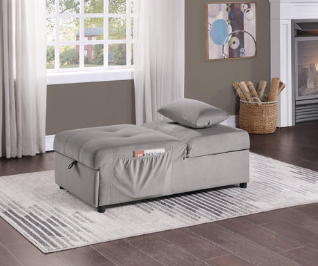 Garrell Brownish Gray Velvet Lift Top Storage Bench with Pull-out Bed by Homelegance at Eve Furniture
