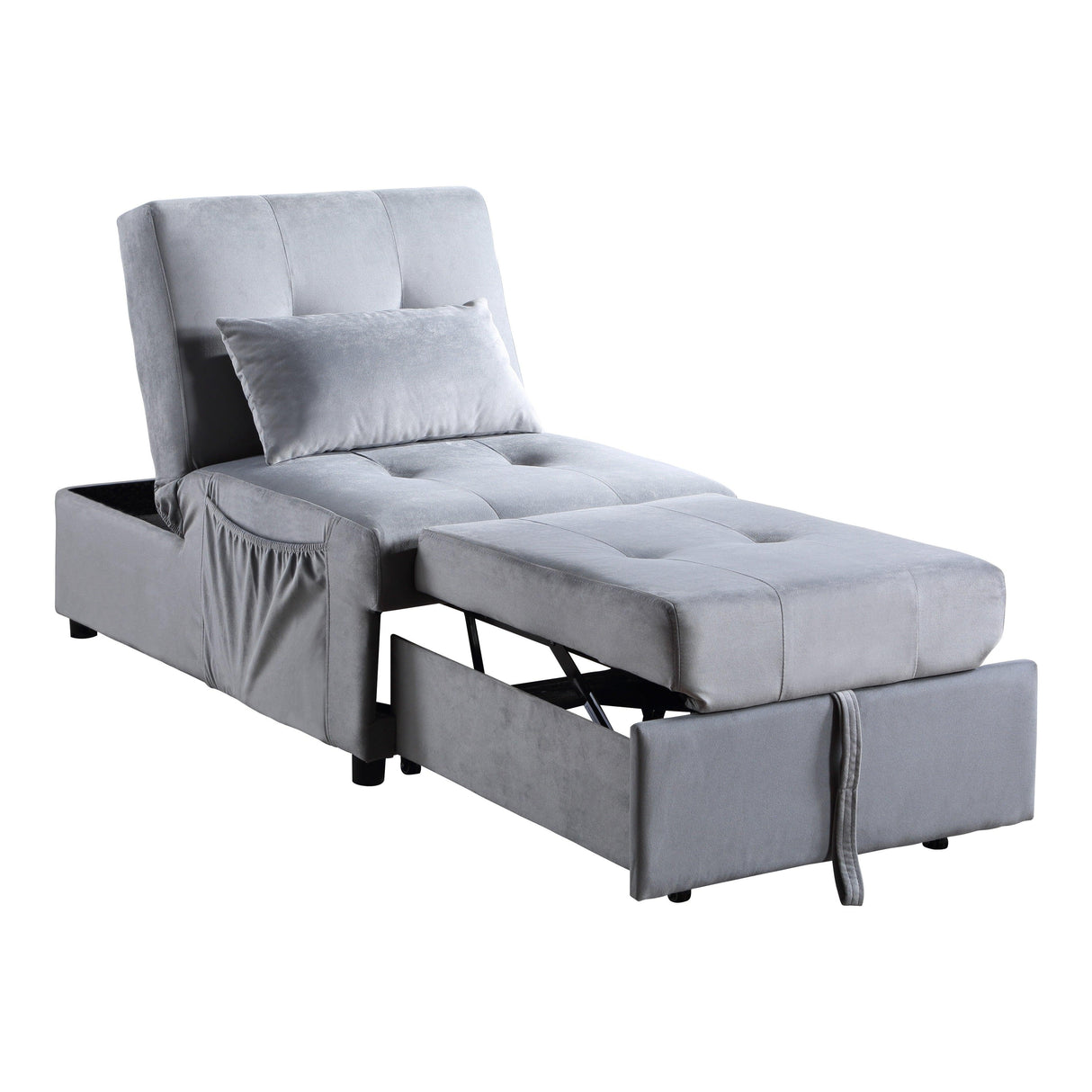 Garrell Gray Velvet Lift Top Storage Bench with Pull-out Bed by Homelegance at Eve Furniture