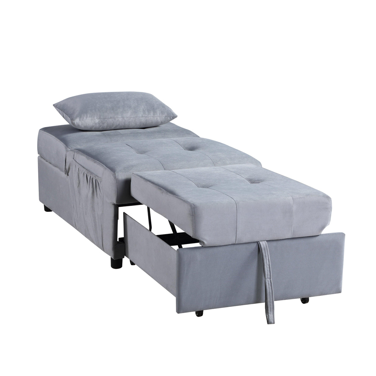 Garrell Gray Velvet Lift Top Storage Bench with Pull-out Bed by Homelegance at Eve Furniture