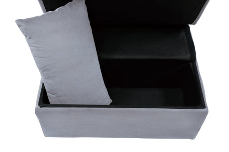 Garrell Gray Velvet Lift Top Storage Bench with Pull-out Bed by Homelegance at Eve Furniture
