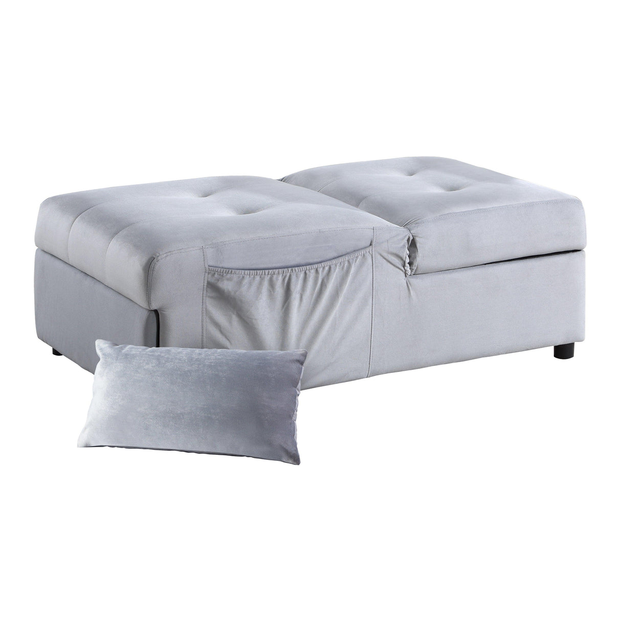 Garrell Gray Velvet Lift Top Storage Bench with Pull-out Bed by Homelegance at Eve Furniture