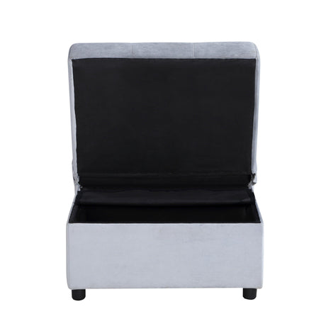 Garrell Gray Velvet Lift Top Storage Bench with Pull-out Bed by Homelegance at Eve Furniture