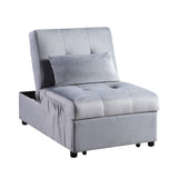 Garrell Gray Velvet Lift Top Storage Bench with Pull-out Bed by Homelegance at Eve Furniture