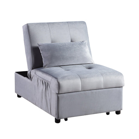 Garrell Gray Velvet Lift Top Storage Bench with Pull-out Bed by Homelegance at Eve Furniture