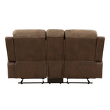 Glendale Brown Microfiber Double Glider Reclining Loveseat with Center Console by Homelegance at Eve Furniture