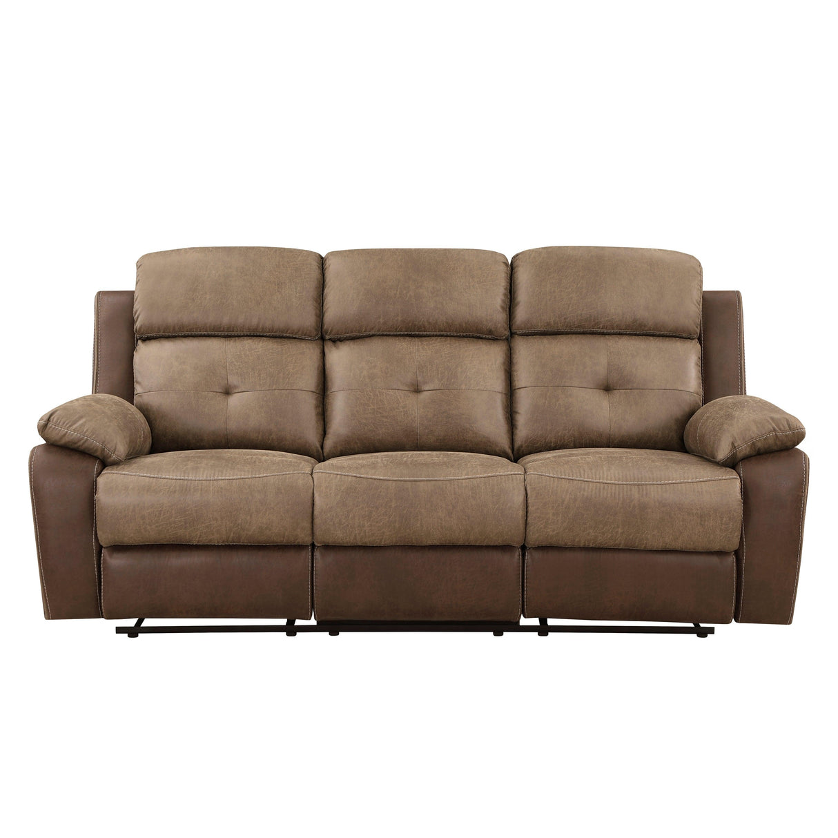 Glendale Brown Microfiber Double Reclining Sofa by Homelegance at Eve Furniture