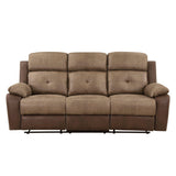 Glendale Brown Microfiber Double Reclining Sofa by Homelegance at Eve Furniture