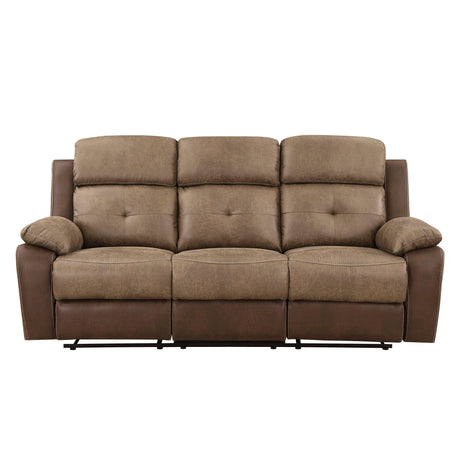 Glendale Brown Microfiber Double Reclining Sofa by Homelegance at Eve Furniture