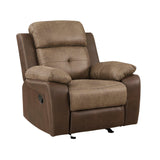 Glendale Brown Microfiber Glider Reclining Chair by Homelegance at Eve Furniture