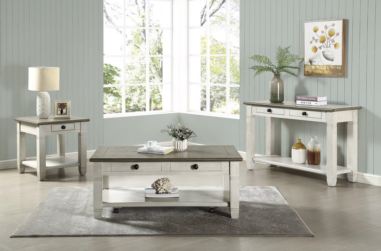 Granby Antique White End Table by Homelegance at Eve Furniture