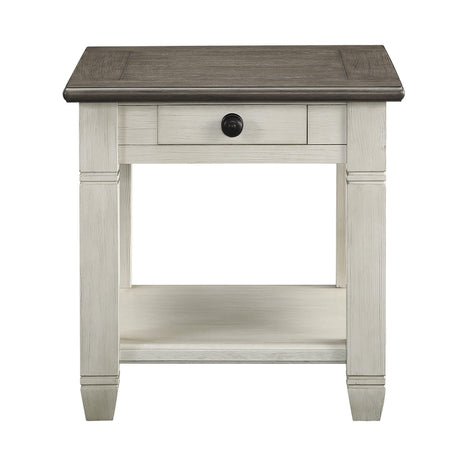 Granby Antique White End Table by Homelegance at Eve Furniture