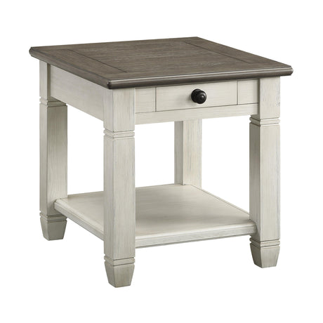 Granby Antique White End Table by Homelegance at Eve Furniture